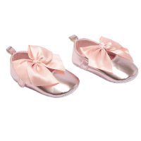 B2228-BP: Baby Pink Shiny PU Shoes (0-12 Months)